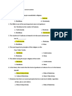 Major Religions and Ethical Systems MCQ