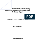 National Electric Sector Cybersecurity Organization Resource (NESCOR) Final Technical Report