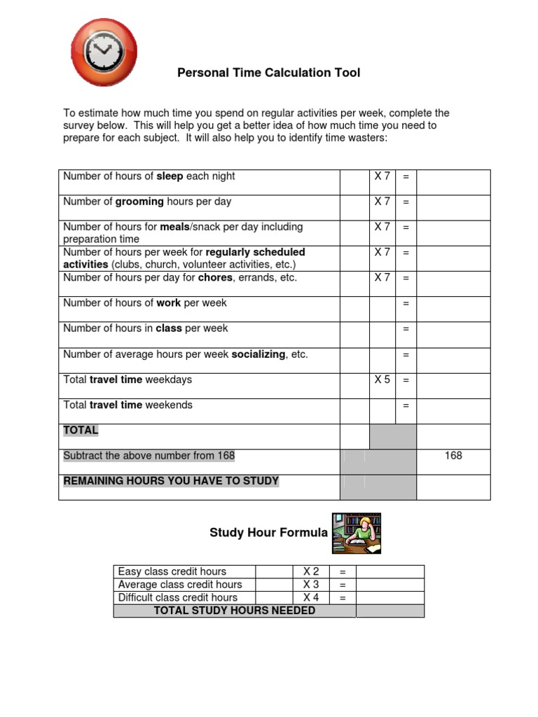 Personal Time Management Calculator | PDF | Career & Growth