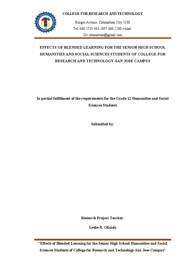 Blended Learning Effects on HUMSS Students | PDF | Learning ...
