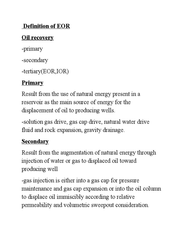 EOR Notes | PDF | Enhanced Oil Recovery | Foam