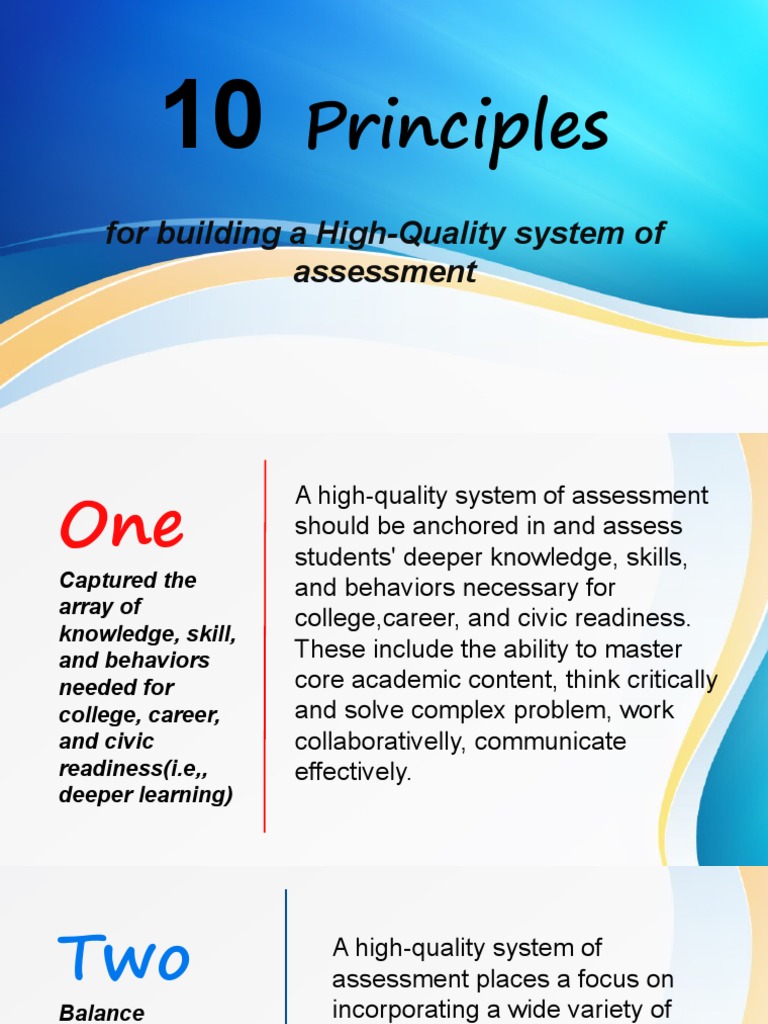 10 Principles for Quality Assessments | PDF | Educational Assessment ...