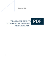 Wearhouse Inventory Management Implementation Requirements: September 2021