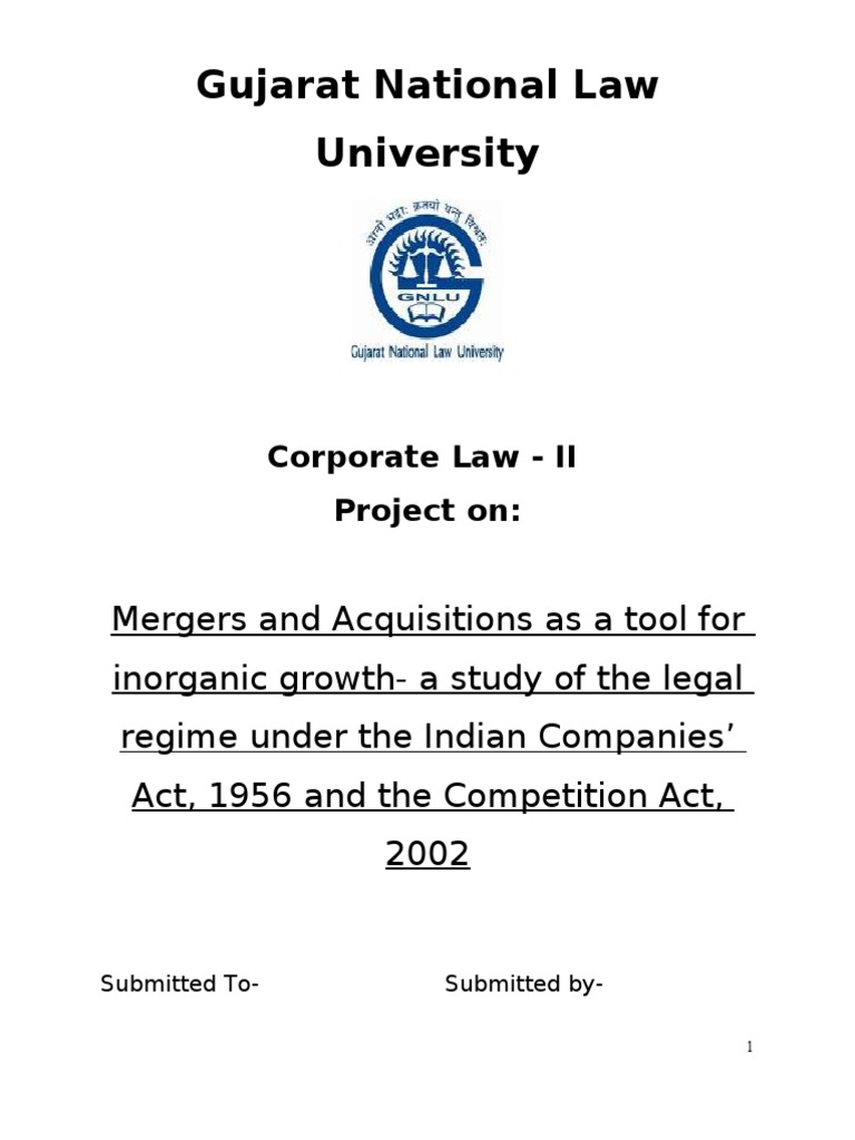 Mergers & Acquisitions in Indian Law | PDF | Mergers And Acquisitions ...