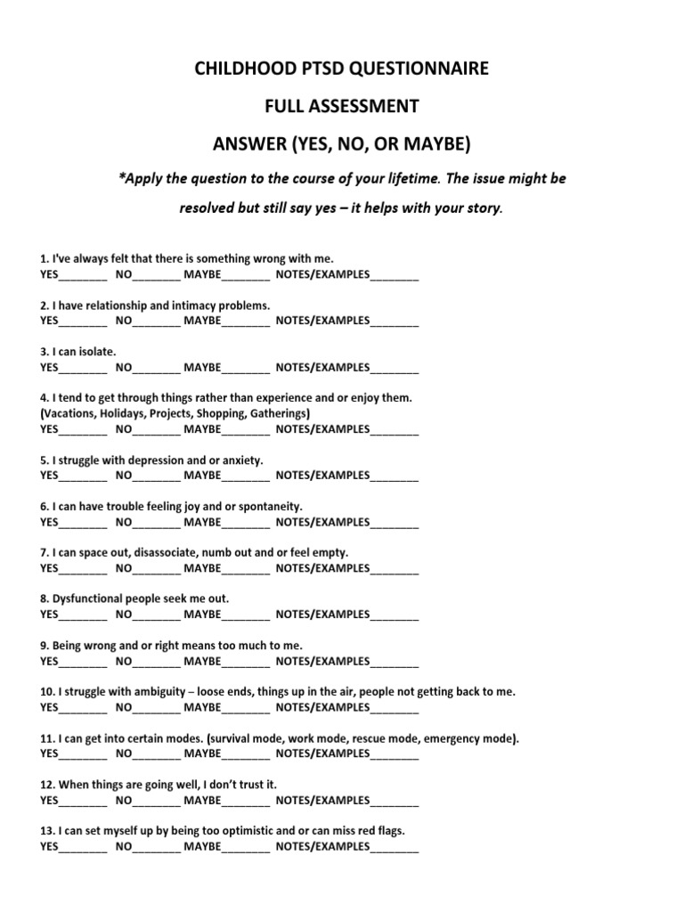 Childhood PTSD Questionnaire Full | PDF