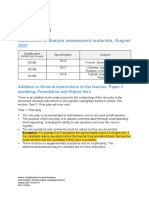 Addendum To Sample Assessment Materials, August 2021