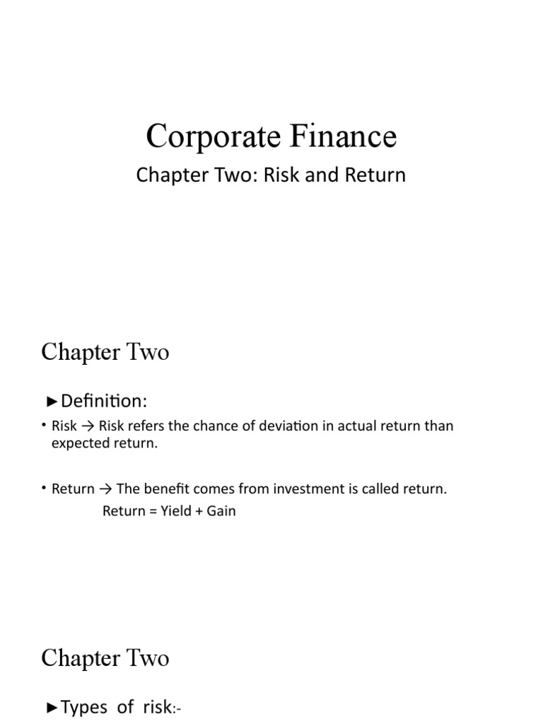 Risk and Return in Corporate Finance | PDF | Capital Asset Pricing ...
