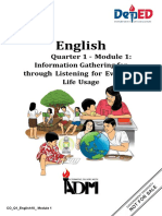 English: Quarter 1 - Module 1: Information Gathering For Through Listening For Everyday Life Usage