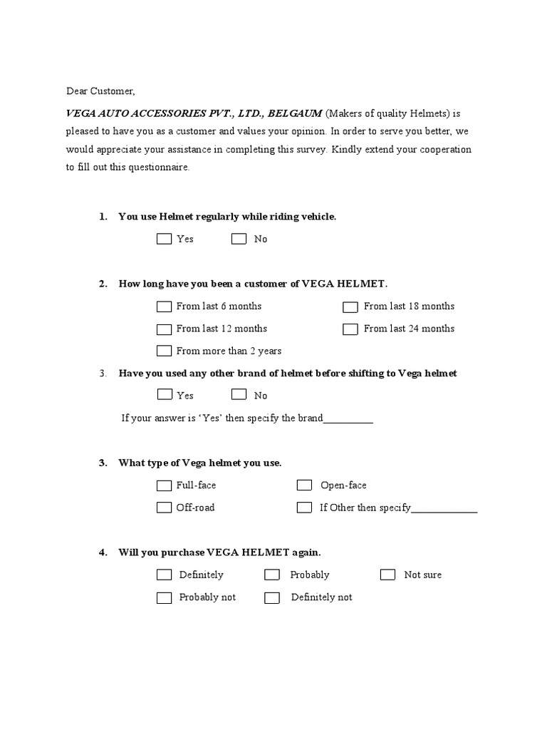 VEGA AUTO ACCESSORIES PVT., LTD., BELGAUM (Makers of Quality Helmets