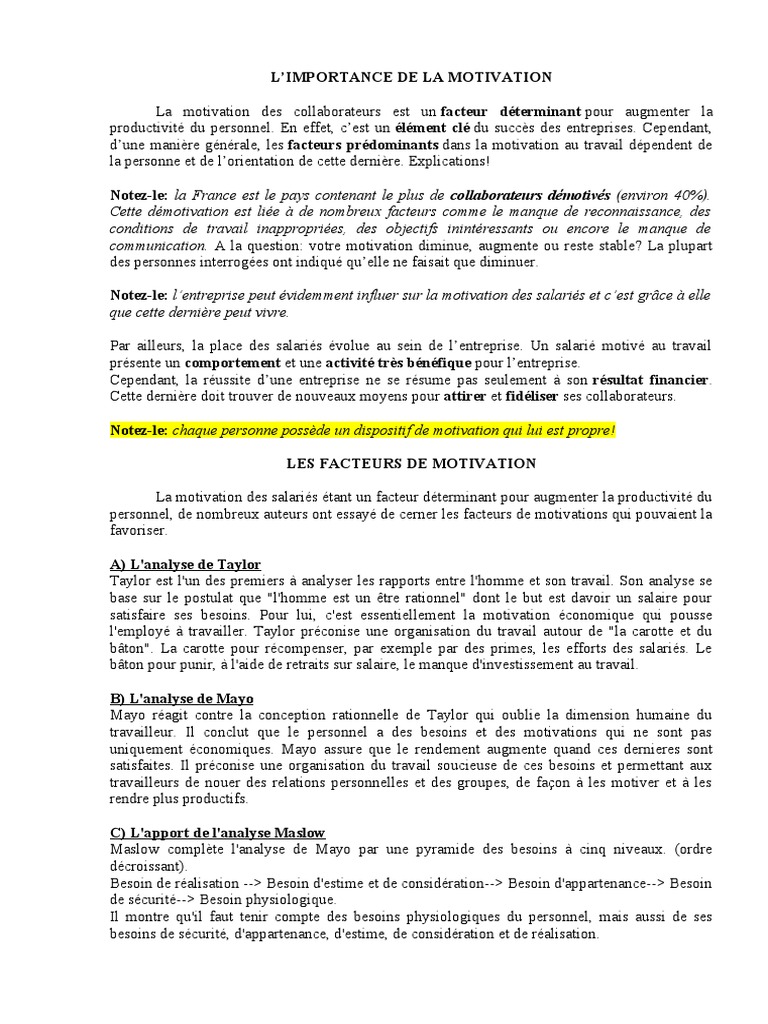 Facteurs de Motivation3 | PDF | Motivation | Motivant