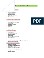 Syllabus For SolidWorks Course