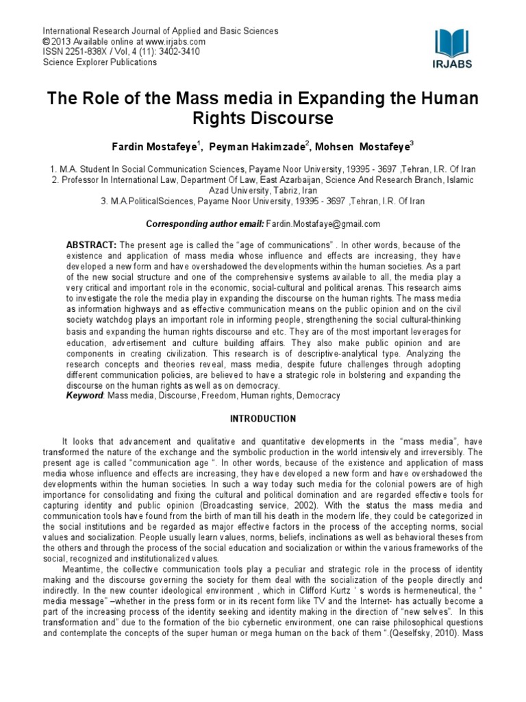 Paper On Human Rights Discourse | PDF | Mass Media | Human Rights