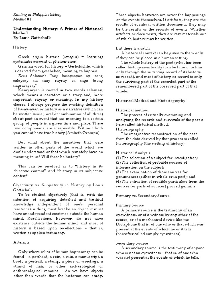 Understanding History A Primer of Historical Method by Louis Gottschalk PDF Philippines