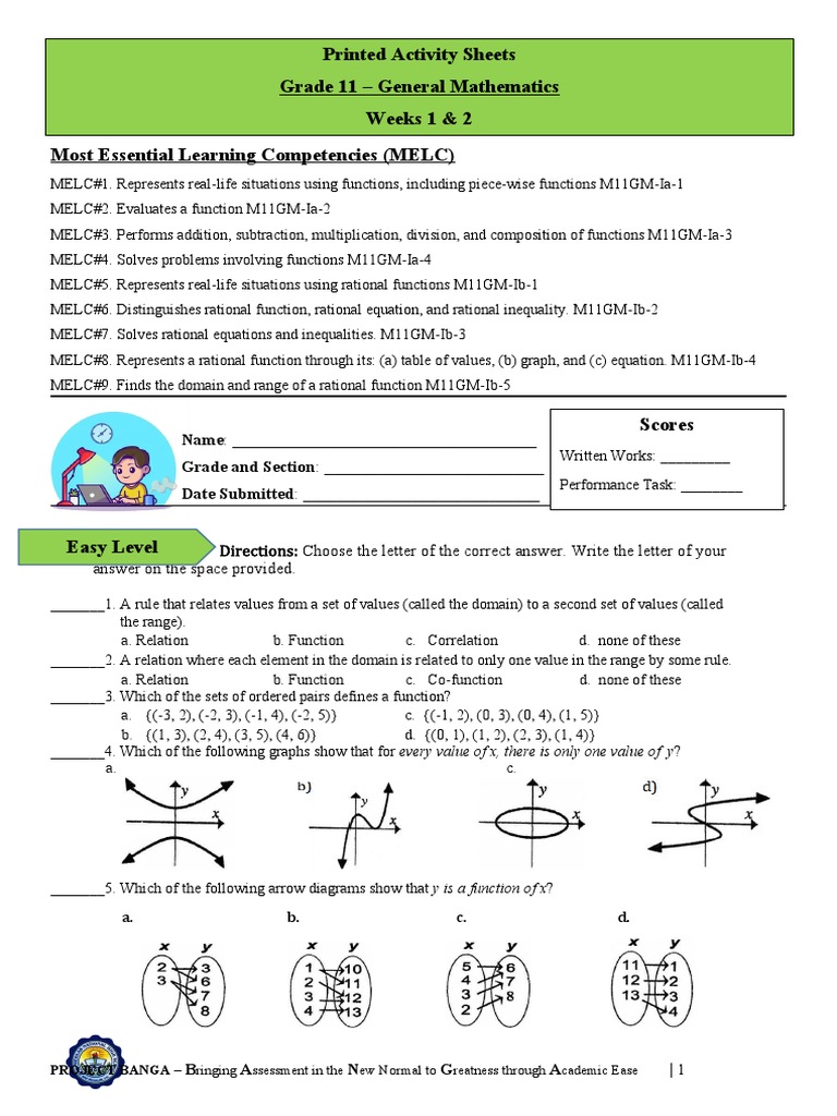 Grade 11 General Math Activity Sheets | PDF | Function (Mathematics ...