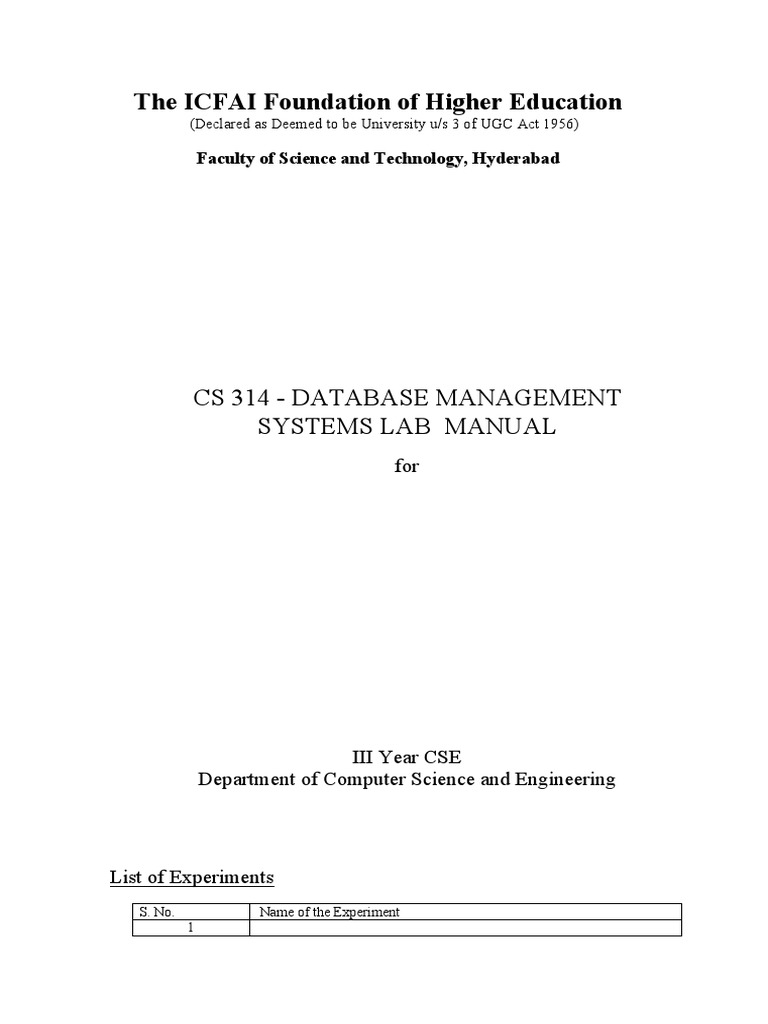 LMSDBMS Lab Manual Download Free PDF Relational Database
