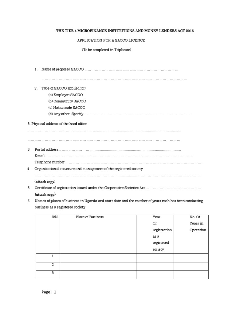 SACCO License Application Guidelines | PDF | Financial Services | Economies