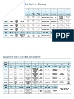 Suggested Time Tables