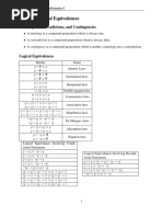 1.3 Propositional Equivalences: Tautologies, Contradictions, and Contingencies