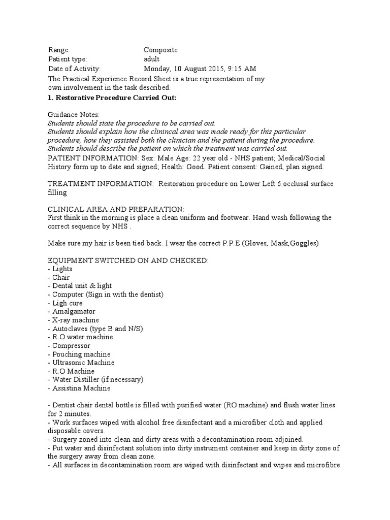 Class 1 Composite Filling Procedure | PDF | Dentistry | Mouth