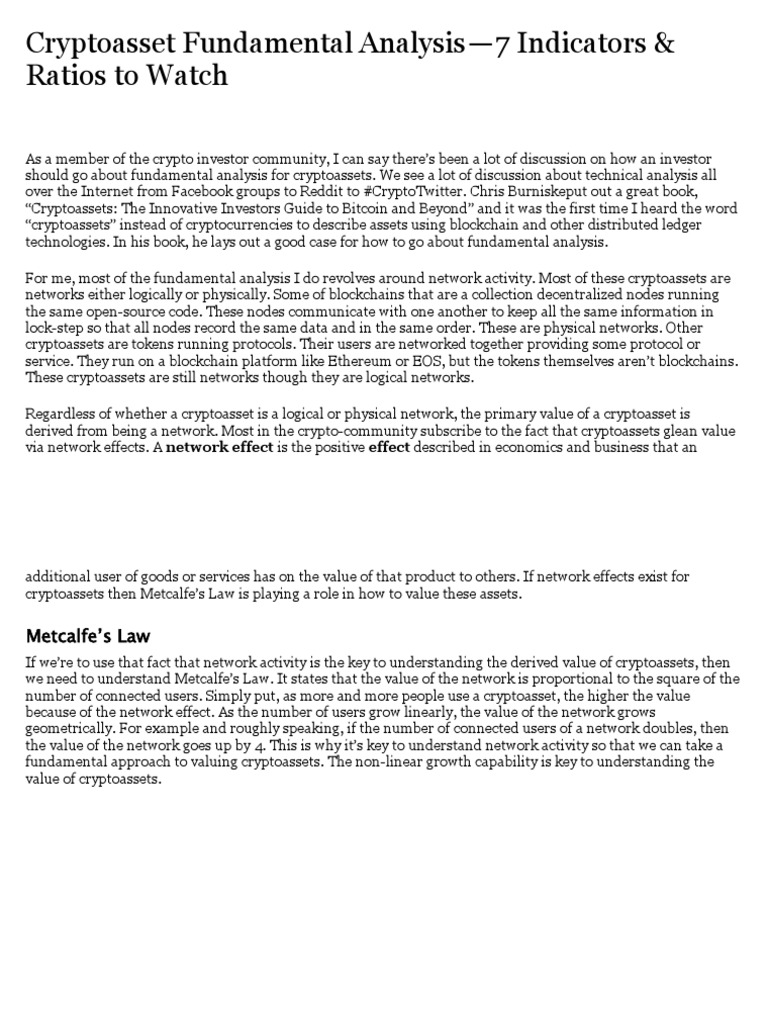 Cryptoasset Fundamental Analysis | PDF | Cryptocurrency | Computer Network