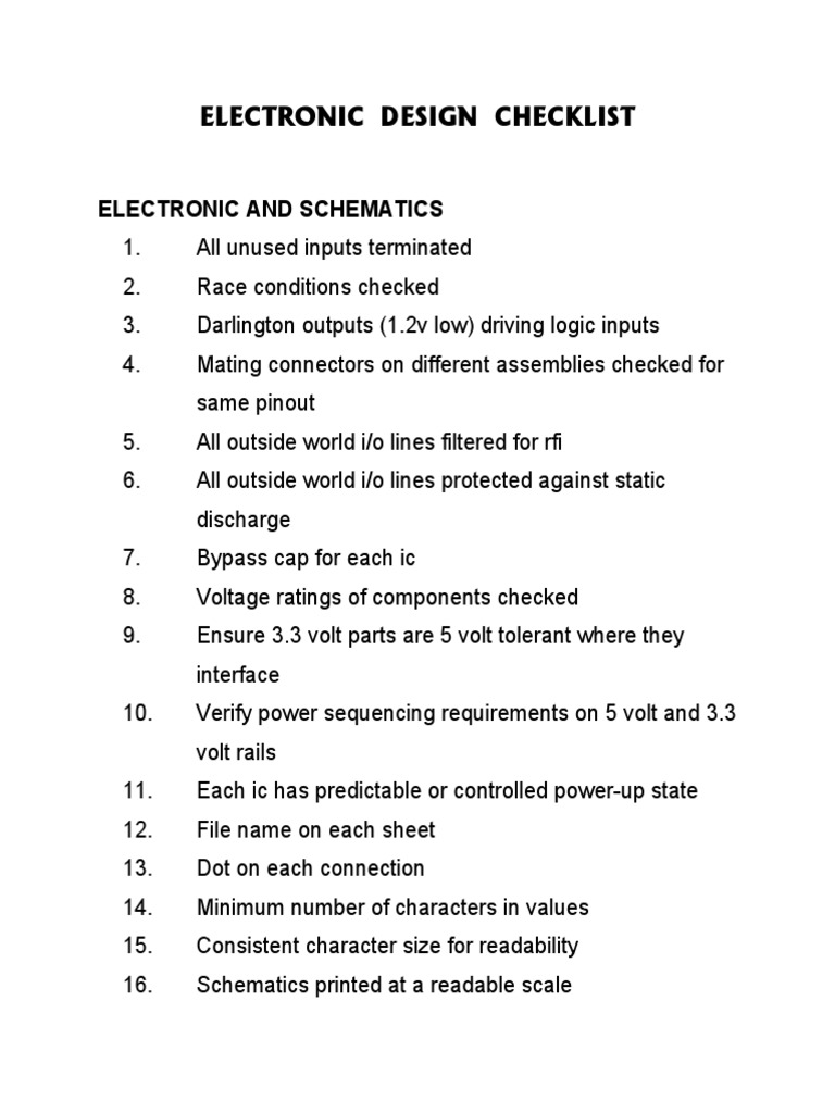 Design Checklist PDF Printed Circuit Board Electrical Connector