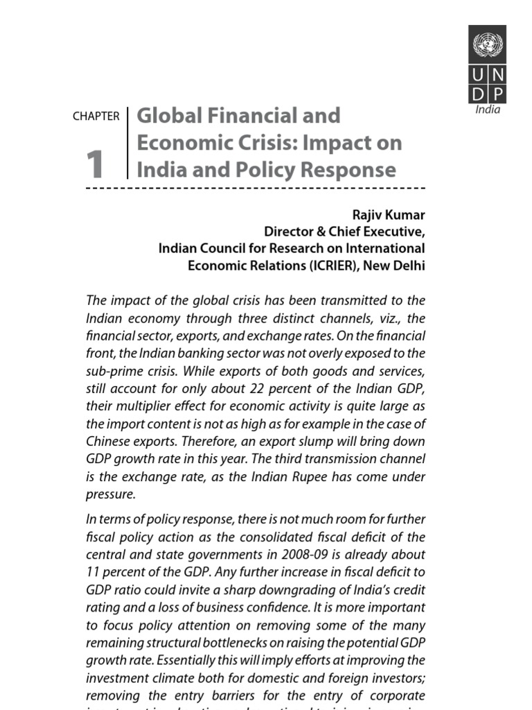 Global Financial and Economic Crisis: Impact On India and Policy ...