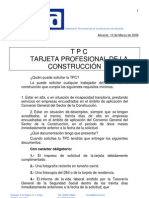 TARJETA PROFESIONAL DE LA CONSTRUCCION. ALICANTE