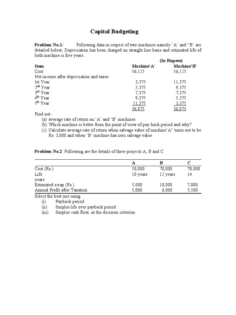 Capital Budgeting Assignment Problems | PDF | Business