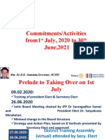 Commitments/Activities From1 July, 2020 To 30 June, 2021: ST TH