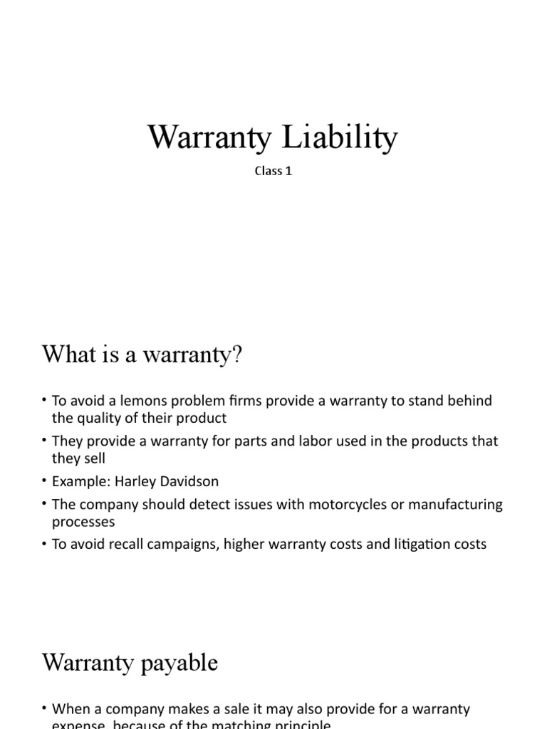 1.4 Warranty Liabilities PDF Expense Cost