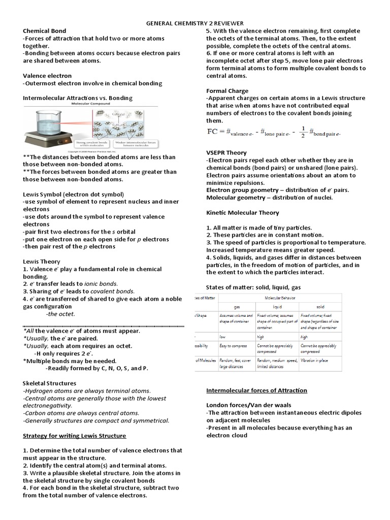 General Chem 2 Reviewer | PDF | Chemical Bond | Phase (Matter)