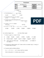 Functions Worksheet of GR 9