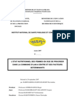 L'état Nutritionnel Des Femmes en Âge de Procréer Dans La Commune D'ilaka Centre Et Ses Facteurs Déterminants (RABENJARISOA HASINJANAHARY Ravonalina - 2007)