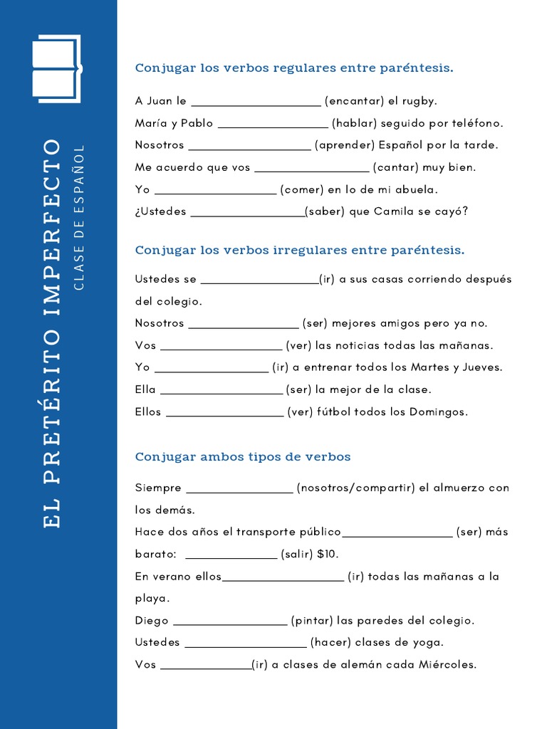 Ejercicios de Pretérito Imperfecto | PDF