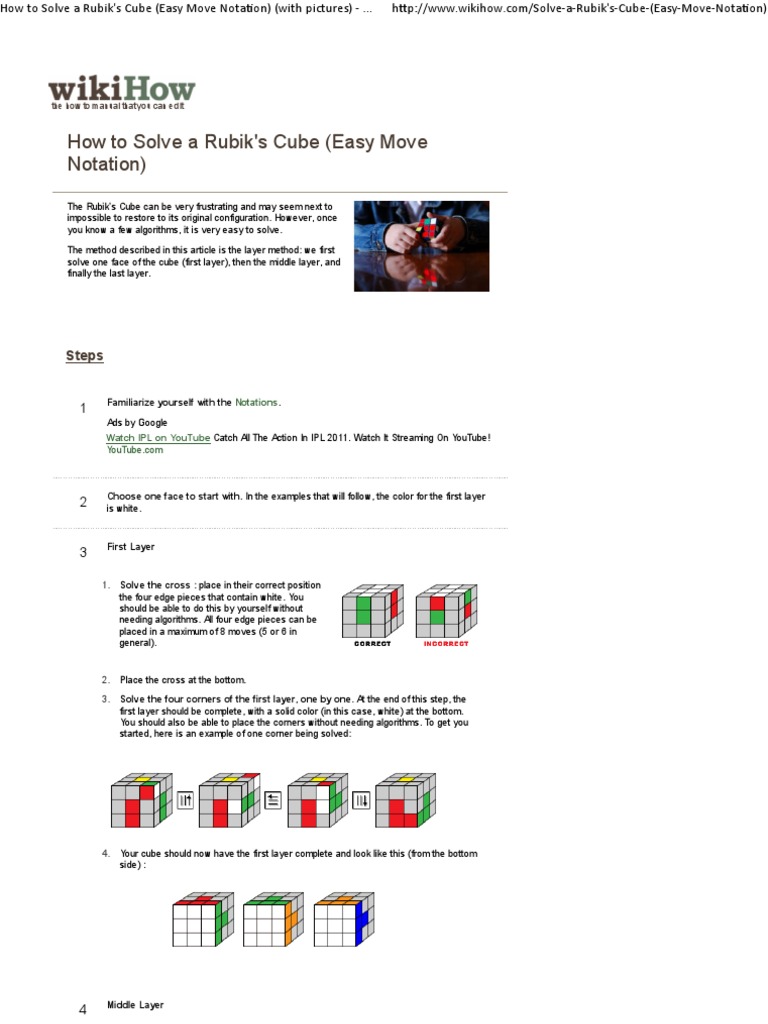 How to Solve a Rubik's Cube (Easy Move Notation) (with pictures ...