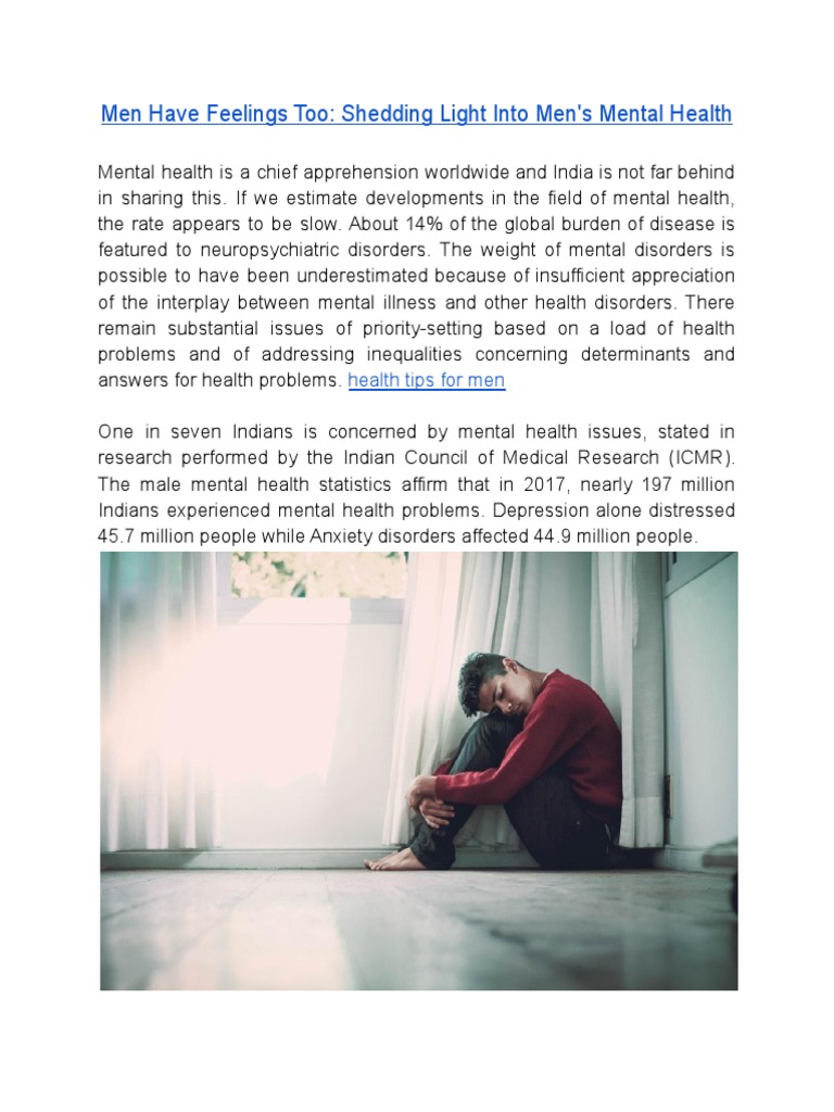 Men Have Feelings Too: Shedding Light Into Men's Mental Health | PDF ...