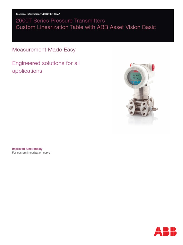 Custom Linearization Table With ABB Asset Vision Basic 2600T Series