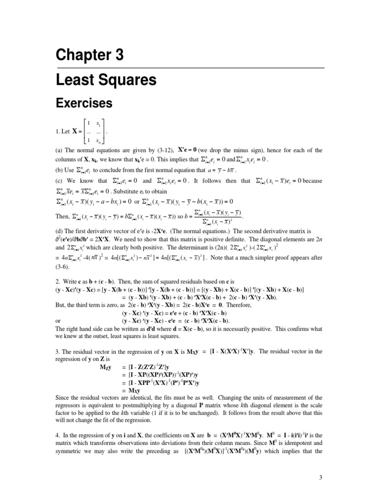 Least Squares Exercises and Concepts | PDF | Errors And Residuals ...