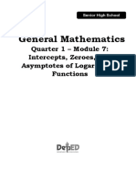General Mathematics: Quarter 1 - Module 7: Intercepts, Zeroes, and Asymptotes of Logarithmic Functions