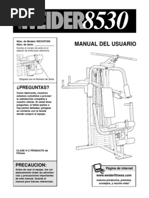 Weider 8530 System Wesy8730 Manual de Usuario PDF Tornillo