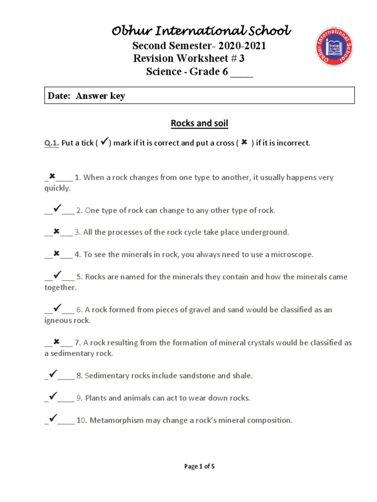 8 Revision 3 Answer Key PDF Rock (Geology) Sedimentary Rock