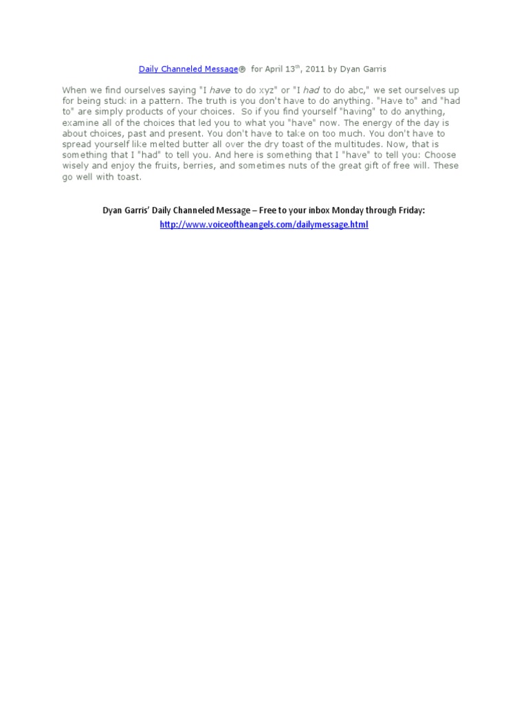 Daily Channeled Message April 13, 2011 | PDF | Self-Improvement