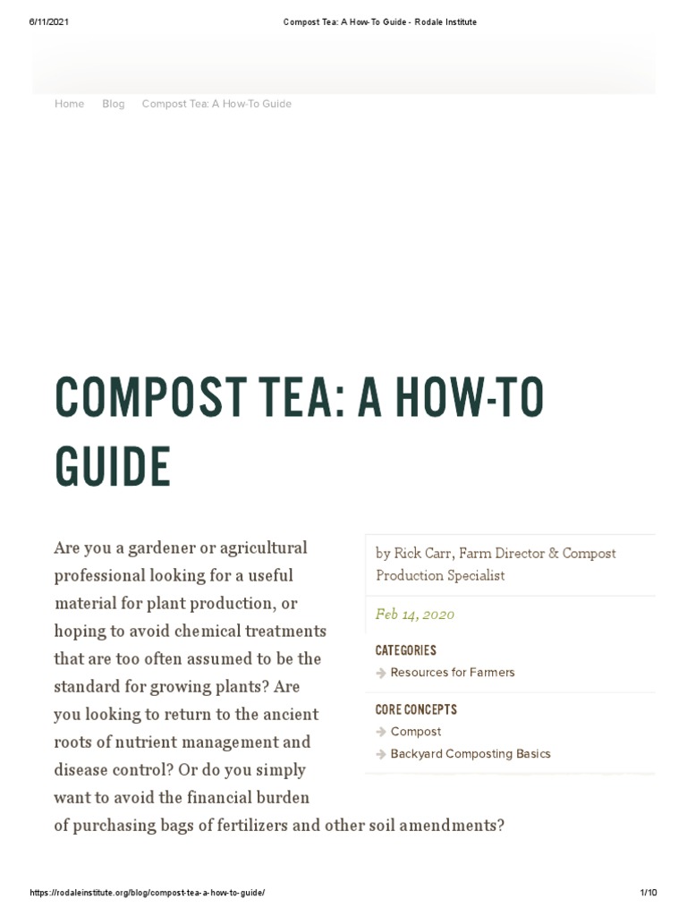 Compost Tea - A How-To Guide - Rodale Institute1 | PDF | Compost ...