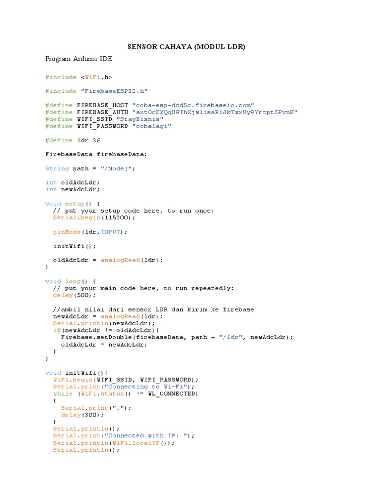 Program Arduino IDE: Sensor Cahaya (Modul LDR) | PDF | Computing ...