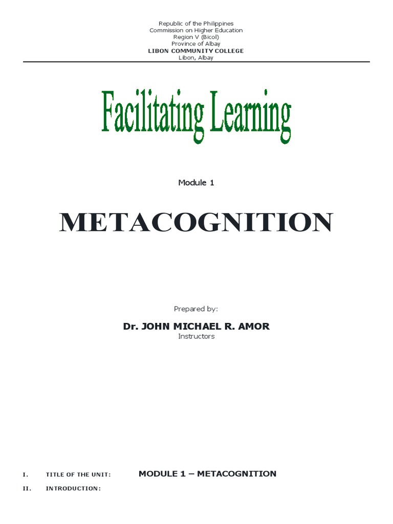 Understanding Metacognition in Learning | PDF | Metacognition | Learning
