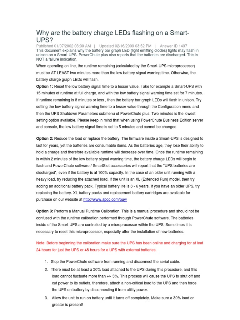 UPS Battery Charge LEDs Flashing PDF Battery Charger Light