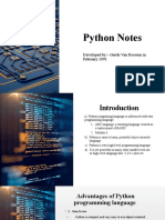 Python Notes: Developed By:-Guido Van Rossum in February 1991