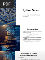 Python Notes: Developed By:-Guido Van Rossum in February 1991