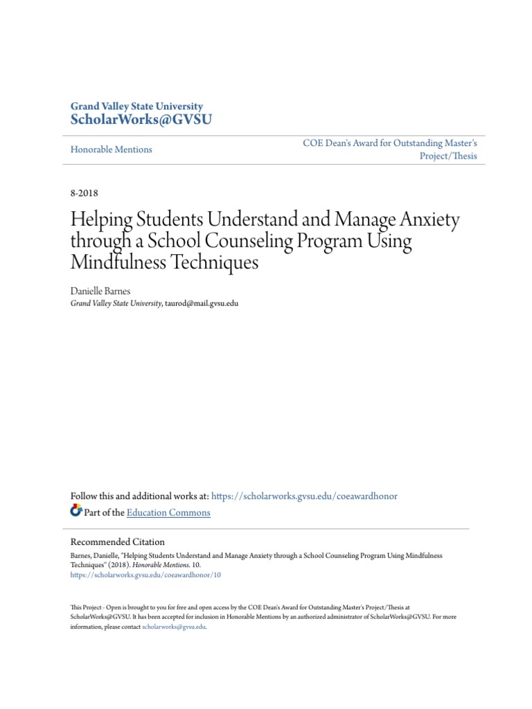 Mindfulness for Student Anxiety Management | PDF | Mindfulness | School ...