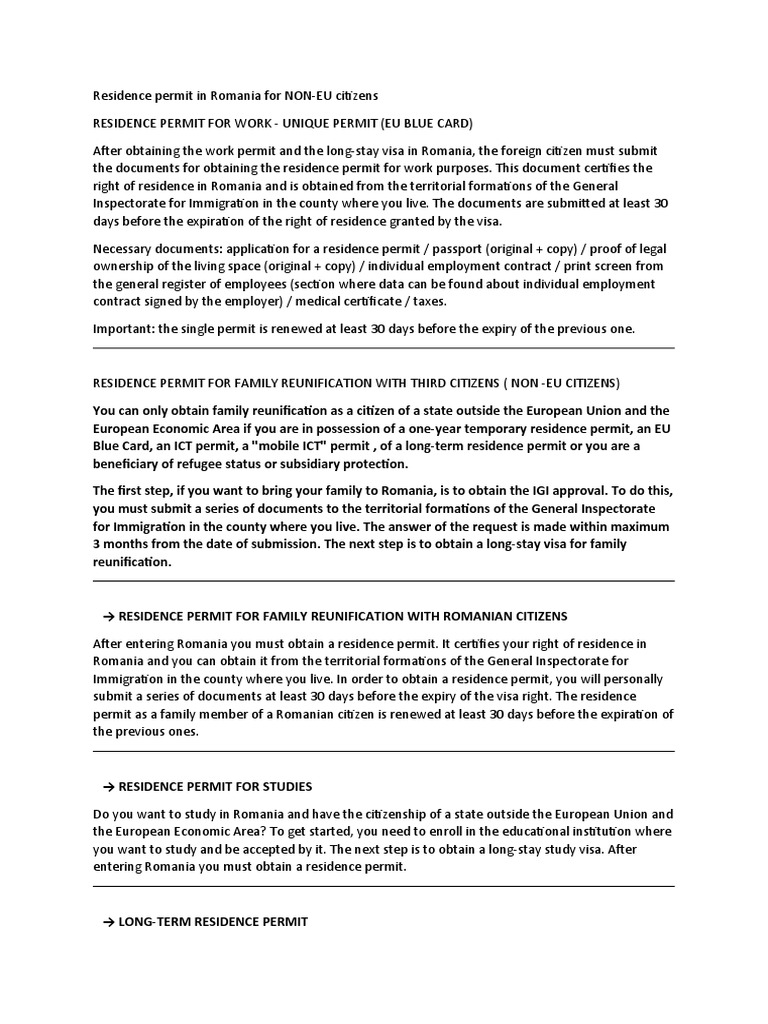 Residence Permit For Non Eu | PDF | Travel Visa | Immigration Law